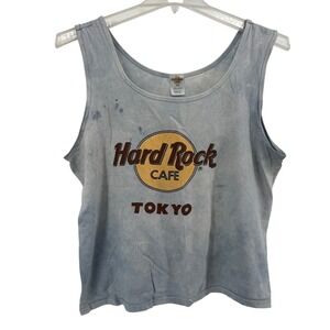 Vintage Hard Rock Cafe Tokyo Distressed Tie Dye Bleach Wash Tank Top  Size Large